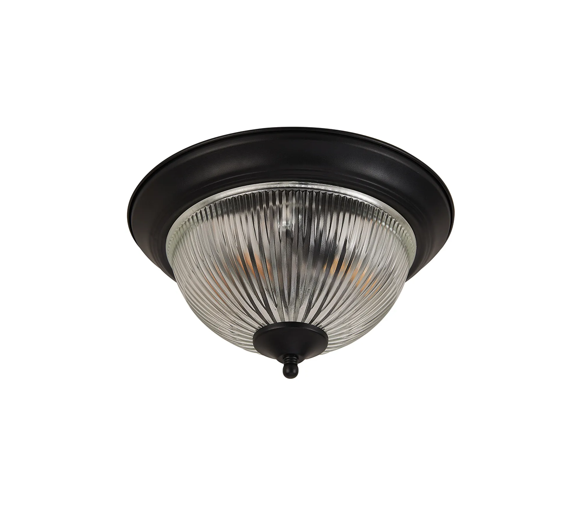 Macy Glass IP44 Flush Ceiling 2 Light Satin Black D1002  Deco Macy